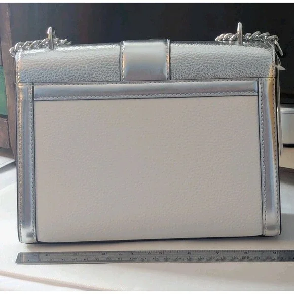 Michael Kors Studded Whitney Bag - Silver, White, Leather, Chain Strap, NWT - Picture 4 of 14